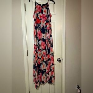 Floral Maxi Dress - Navy and Pink